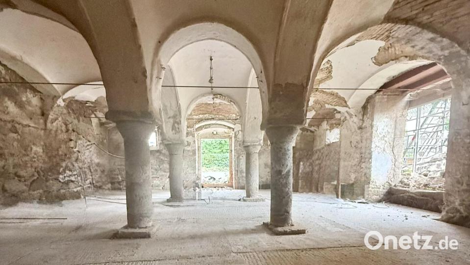 Das charakteristische böhmisch-barocke Kappengewölbe des Stalls. Dieser prächtige historische Raum ist das Herzstück des Kulturstadls und soll künftig für verschiedene Veranstaltungen genutzt werden. Bild: Svenja Jander