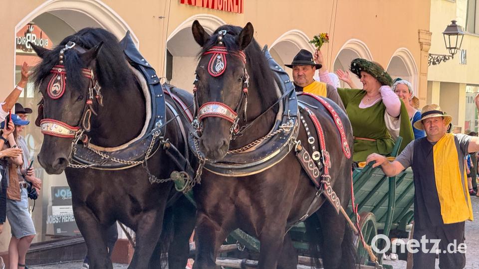 Cantus Ferrum feiert alle zwei Jahre sein Brunnenfest am Maxplatz in Amberg. Historischer Umzug vom Malteserplatz zum Marktplatz. Bild: Petra Hartl