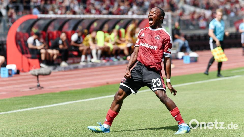 Nürnbergs Drei-Tore-Mann vom ersten Spieltag: Mohamed Alì Zoma. (Archivbild) Bild: Daniel Löb/dpa