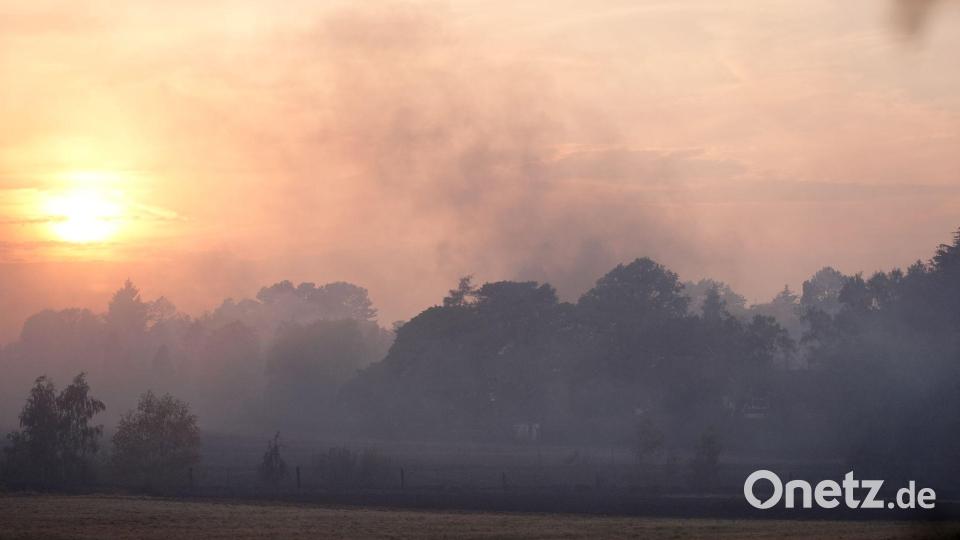 Die Einsatzkräfte bekämpften die Flammen in verschiedenen Gebieten gleichzeitig. Bild: Jacob King/PA Wire/dpa
