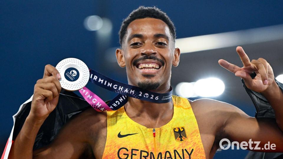 Emil Agyekum hat EM-Silber über 400 Meter Hürden gewonnen. Bild: Sven Hoppe/dpa