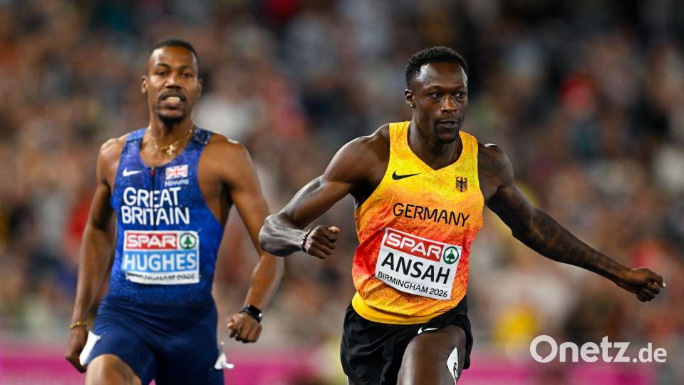 Owen Ansah (r) sprintete zu Gold über 200 Meter. Bild: Sven Hoppe/dpa