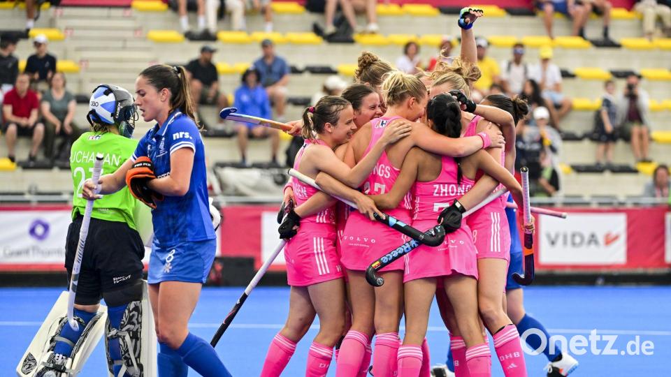 Die deutschen Hockey-Spielerinnen feierten einen souveränen Auftaktsieg gegen Schottland. Bild: Dirk Waem//dpa