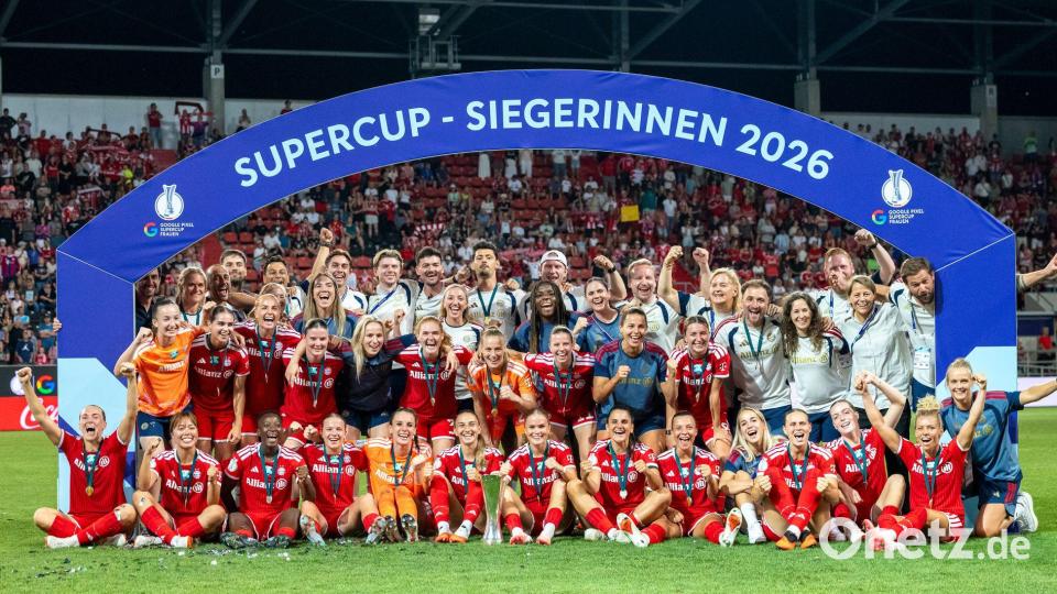Wieder geschafft. Die Bayern-Frauen holen erneut den Supercup. Bild: Peter Kneffel/dpa