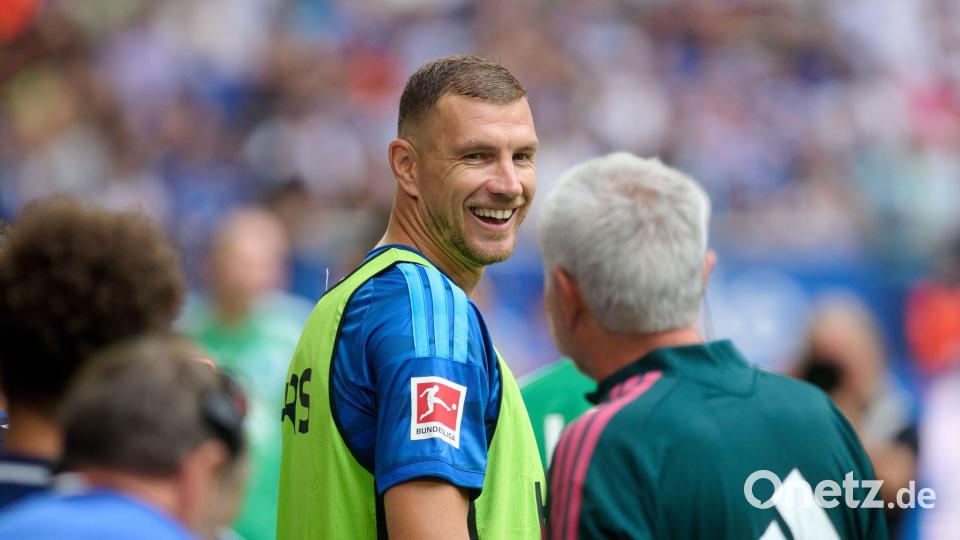 Bei Schalke zunächst auf der Bank: Stürmer Edin Džeko. Bild: Bernd Thissen/dpa