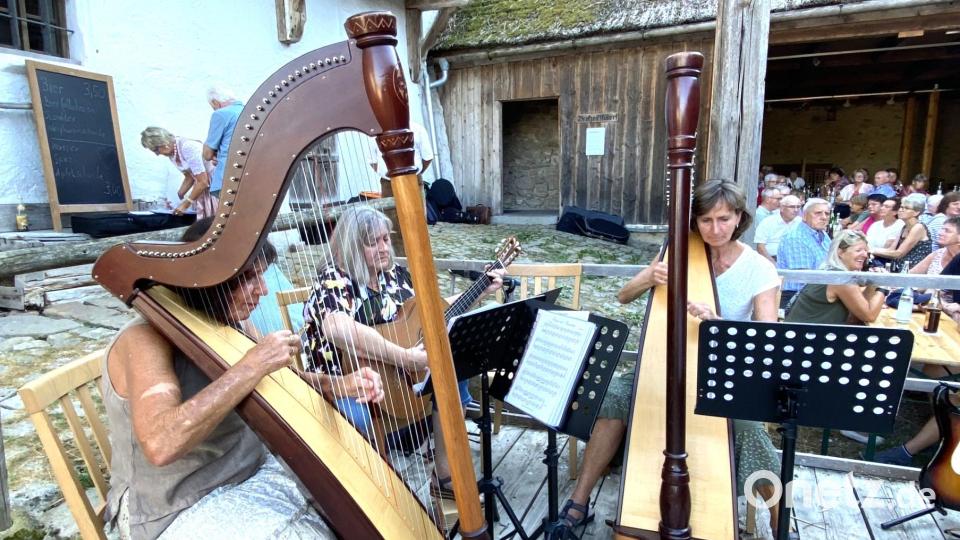 "D‘Staad Lustign" sind mit ihren schmeichelnden Harfenklängen eine Klasse für sich. Bild: Claudia Völkl