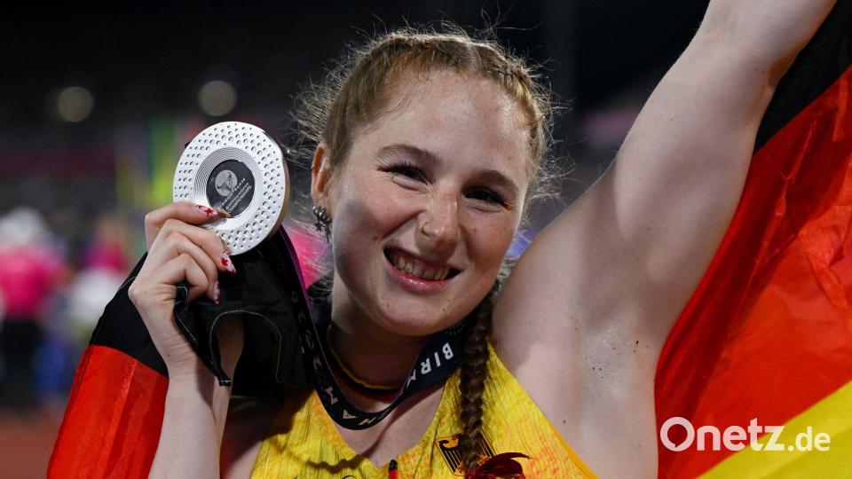 Julia Ulbricht gewann überraschend Silber mit dem Speer. Bild: Sven Hoppe/dpa