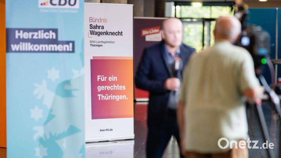 In der BSW-Fraktion steht es 13 zu 2 für die Fortsetzung des Regierungsbündnisses in Thüringen. Bild: Jacob Schröter/dpa