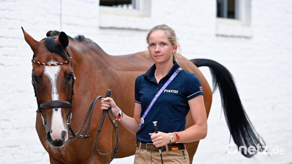 Sophie Hinners reitet in Aachen ihre erste WM. Bild: Uwe Anspach/dpa