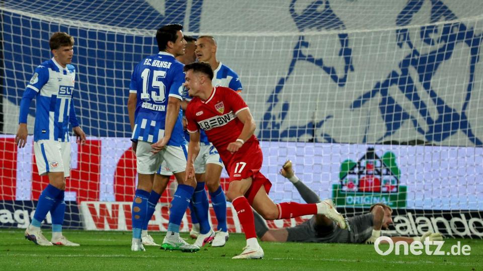 Dzenan Pejcinovic schießt gleich in seinem ersten Pflichtspiel für den VfB Stuttgart drei Tore. Bild: Bernd Wüstneck/dpa