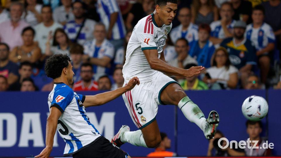 Traf zum 1:0: Jude Bellingham (r). Bild: Joan Monfort/AP/dpa