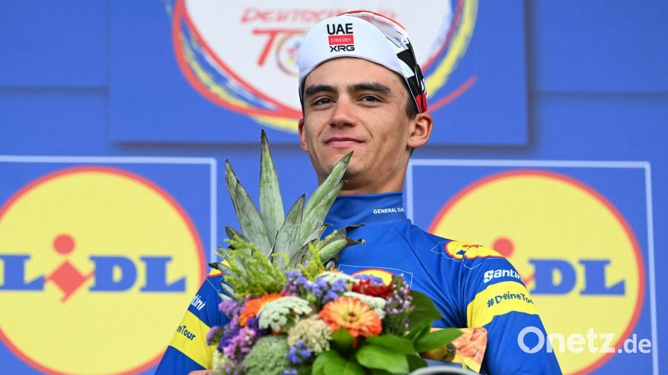 Der Mexikaner Isaac del Toro hat die Deutschland Tour gewonnen. Bild: Uli Deck/dpa