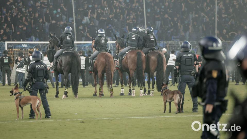 Die Polizei musste beim Südwest-Derby einschreiten. Bild: Foto Huebner/dpa