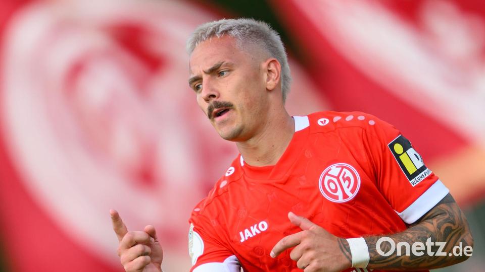 Erzielte vier Tore für die Mainzer: Stürmer Phillip Tietz. Bild: Robert Michael/dpa