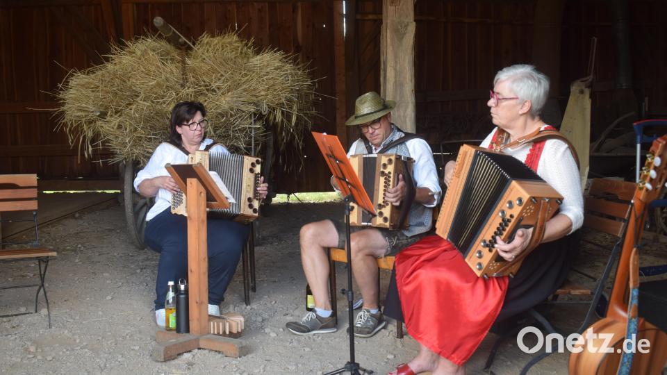 Die "Ziachfuchsfreunde" spielten in der Scheune Laichstätt zünftig auf. Bild: Richard Braun