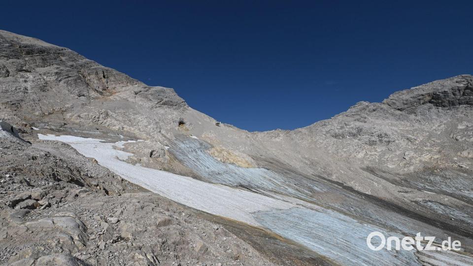 Der Nördlichen Schneeferner am Zugspitzplatt verliert jedes Jahr weiter an Masse. Bild: Angelika Warmuth/dpa