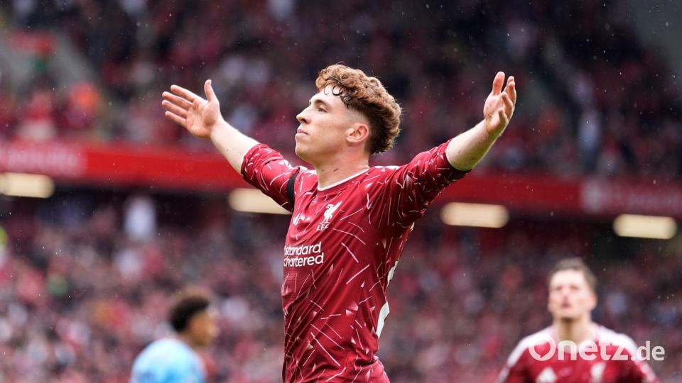 Victor Munoz erzielte den Ausgleich zum 2:2 für Liverpool. Bild: Peter Byrne/PA Wire/dpa