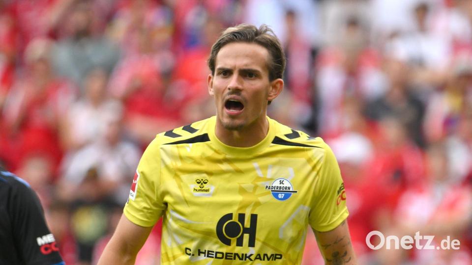 Feierte seine Bundesliga-Premiere: Nahuel Noll im Tor des SC Paderborn. Bild: Torsten Silz/dpa