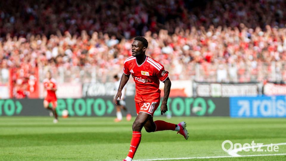 Bringt Union bei seiner Bundesliga-Premiere in Führung: Emmanuel Latte Lath. Bild: Julius Frick/dpa