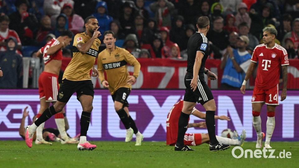 Josha Vagnoman (l) durfte sich gegen die Bayern nicht lange freuen. Bild: Sven Hoppe/dpa