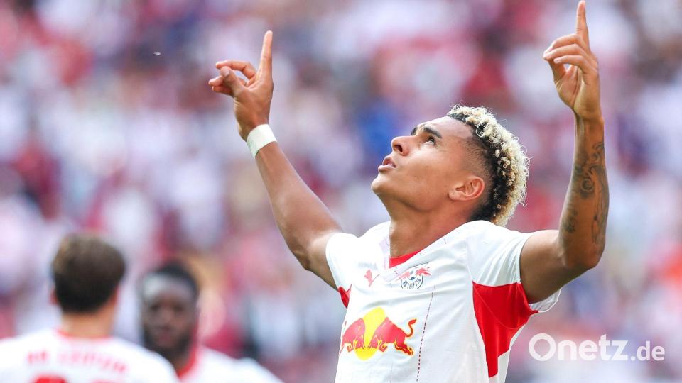 Antonio Nusa (RB Leipzig) jubelt nach seinem Traumtor. Bild: Jan Woitas/dpa