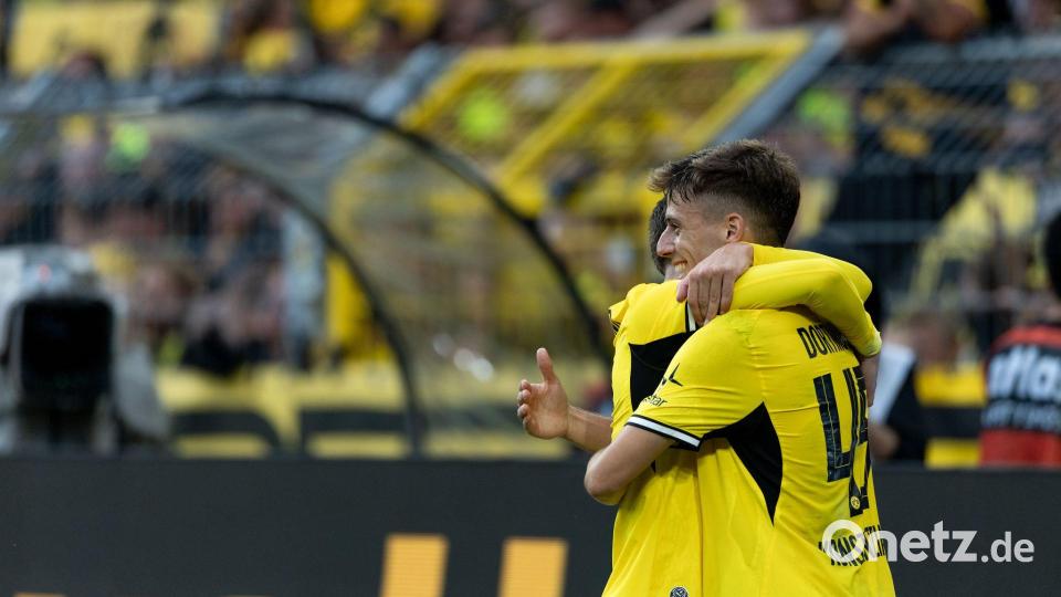 Giannis Konstantelias (r) tat dem Spiel des BVB sehr gut. Bild: Fabian Strauch/dpa