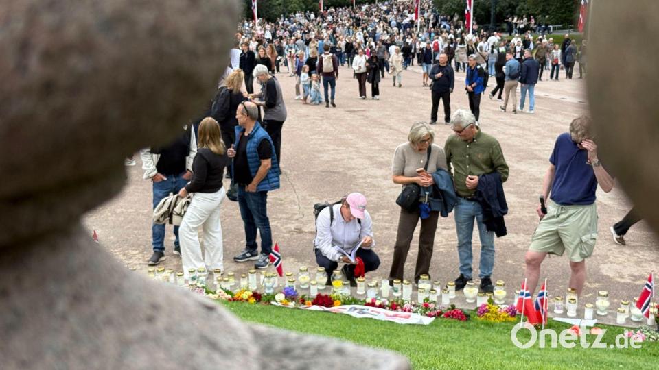 Die Norweger zieht es in diesen Tagen aus allen Richtungen zum Schlossplatz. Bild: Julia Wäschenbach/dpa
