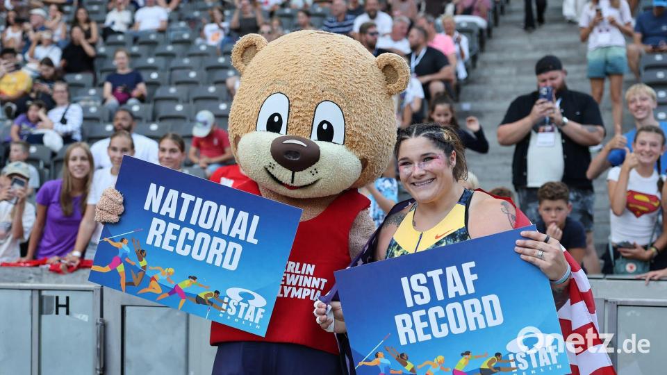 Kugelstoßerin Chase Jackson sorgte für einen der Höhepunkte beim Istaf. Bild: Andreas Gora/dpa