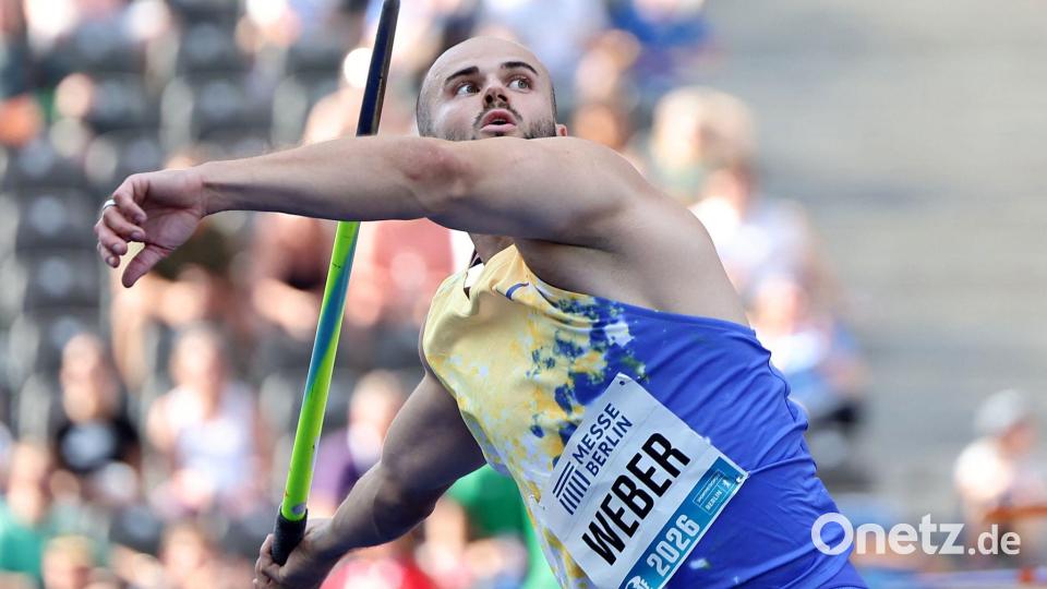 Speerwerfer Julian Weber gewann beim Istaf in Berlin zum fünften Mal in Folge. Bild: Andreas Gora/dpa