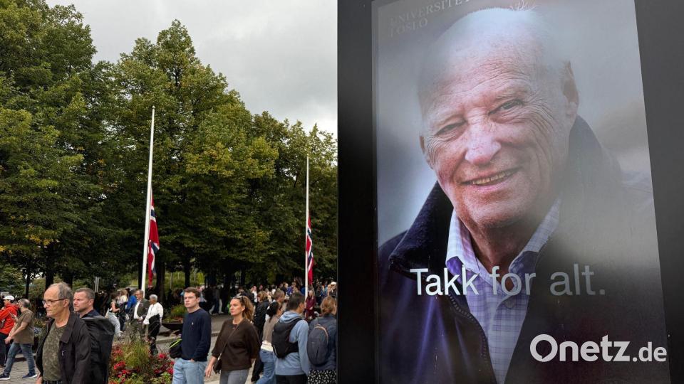 „Danke für alles“: Das norwegische Volk nimmt in diesen Tagen Abschied von seinem geliebten König Harald V. Bild: Julia Wäschenbach/dpa