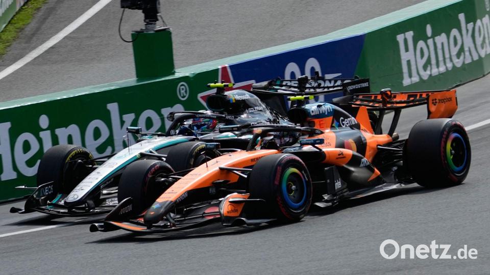 Wird es in der WM noch einmal eng zwischen Kimi Antonelli (l) und Lando Norris? (Archivbild) Bild: Darko Bandic/AP/dpa