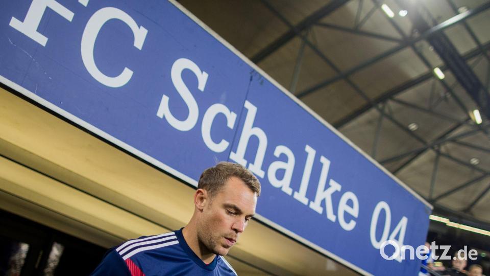 Ein letztes Mal Veltins-Arena? Manuel Neuer gastiert mit dem FC Bayern am Samstagabend in Gelsenkirchen. (Archivbild) Bild: Rolf Vennenbernd/dpa