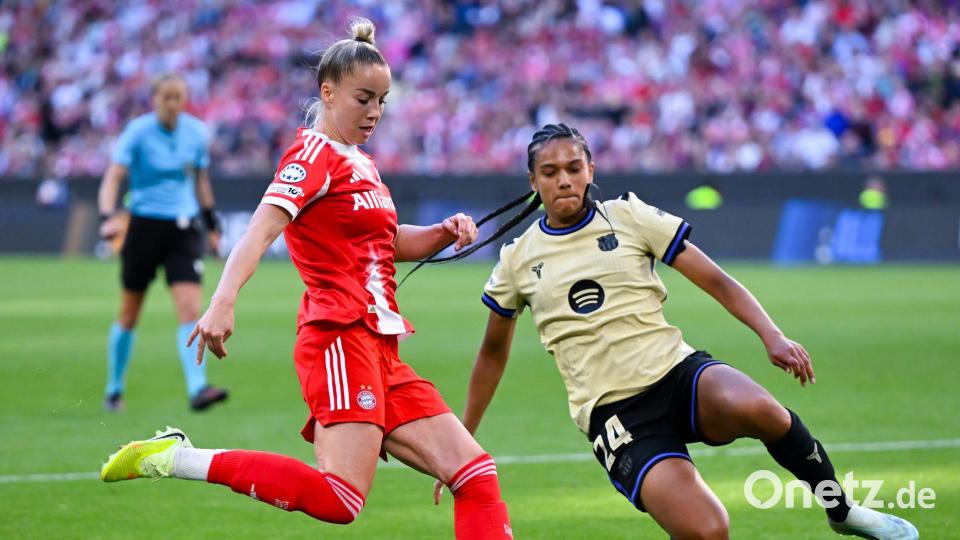 In der vergangenen Saison scheiterten Giulia Gwinn (l) und Co. am späteren Champion FC Barcelona. (Archivbild) Bild: Sven Hoppe/dpa