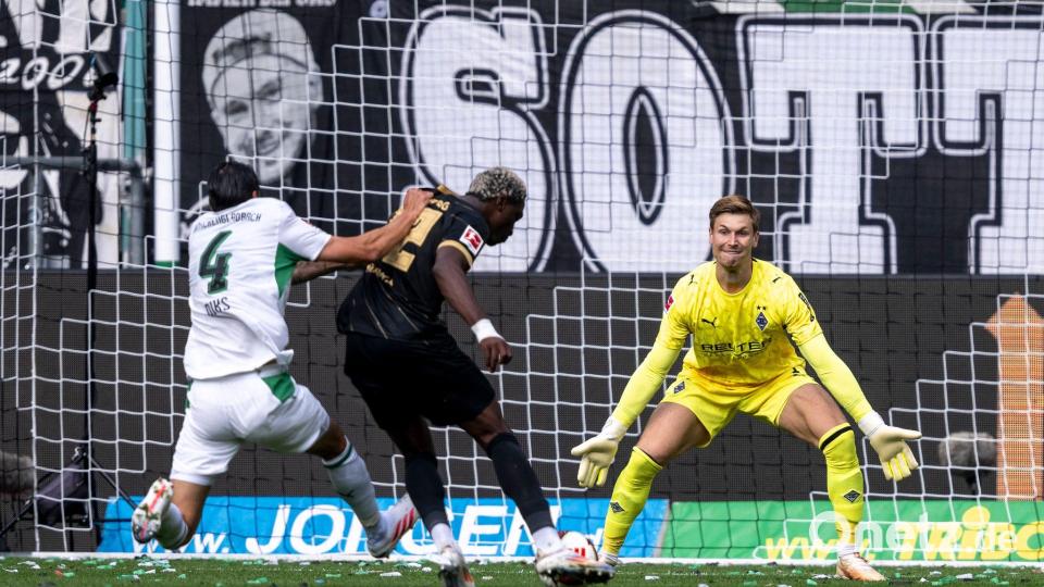 David Mokwa mit dem zwischenzeitlichen Treffer zum 1:1. Bild: David Inderlied/dpa