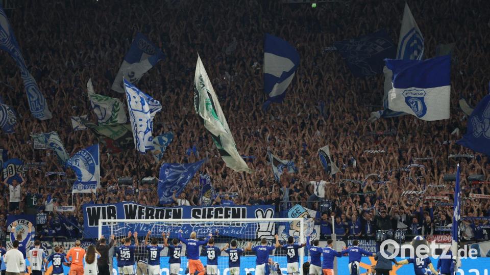 Die Schalker Fans und Spieler feierten den Punktgewinn gegen den FC Bayern euphorisch. Bild: Fabian Strauch/dpa
