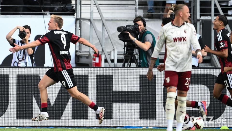 Jonathan Burkardt traf für Eintracht Frankfurt zur frühen Führung. Bild: Florian Wiegand/dpa