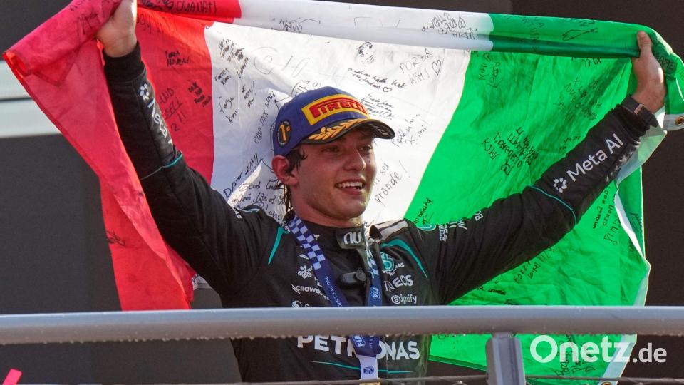 Kimi Antonelli raste mit einer irren Aufholjagd zum Heimsieg. Bild: Luca Bruno/AP/dpa