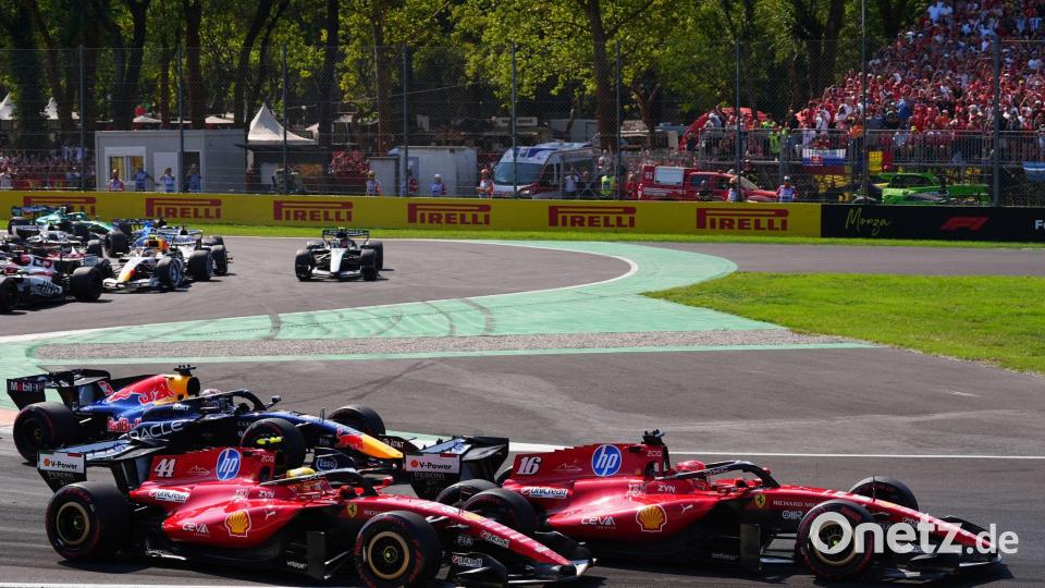 Für Lewis Hamilton (l) und Charles Leclerc lief das Ferrari-Heimspiel bitter. Bild: Bradley Collyer/PA Wire/dpa