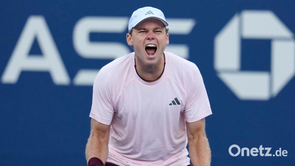Alex Michelsen steht erstmals im US-Open-Viertelfinale. Bild: Seth Wenig/AP/dpa
