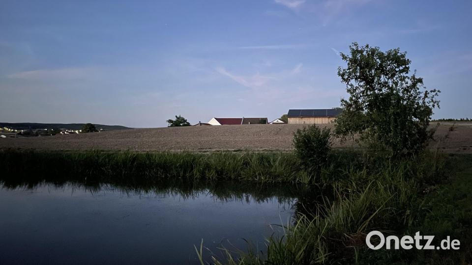 Aus dem betriebseigenen Karfpenteich in der Nähe seines Hofes bewässert Landwirt Obermeier einen Teil seiner Kartoffeln. Bild: Armin Hofbauer/AELF Regensburg-Schwandorf