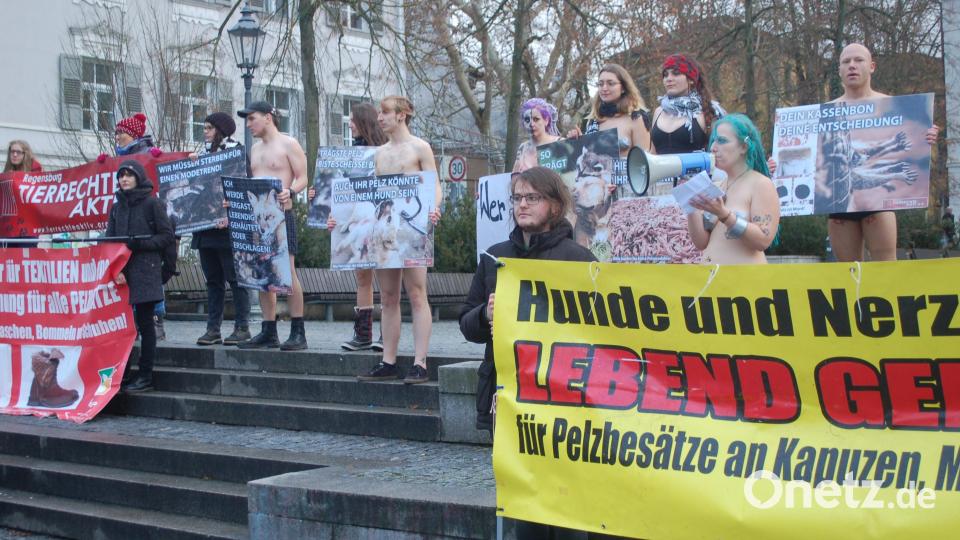 Per Lautsprecher verschafften sich die Tierschützer Gehör. Bild: gib