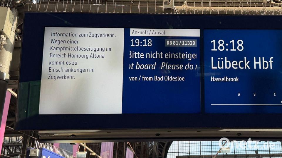 Eine Bombenentschärfung in Hamburg-Bahrenfeld wirkt sich auch auf den Bahnverkehr nach Lübeck aus. Bild: Antonia Sawallisch/dpa