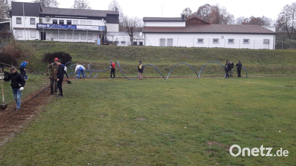 Arbeitsdienst der Mitglieder der SpVgg Windischeschenbach. Bild: exb