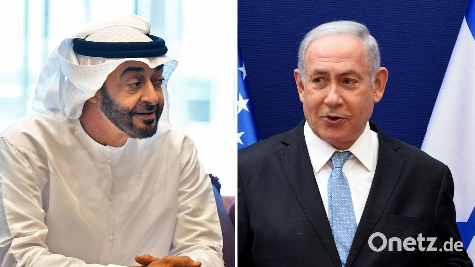 Der emiratische Präsident Mohammed bin Sajid (l) und der israelische Ministerpräsident Benjamin Netanjahu. (Archivbilder) Bild: Debbi Hill/Pool UPI/AP/dpa