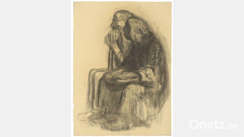 Selbstbildnis mit Karl Kollwitz, 1938–1940 (Kreide, gewischt auf gelblichem Ingres-Bütten). Bild: Käthe-Kollwitz-Museum Köln