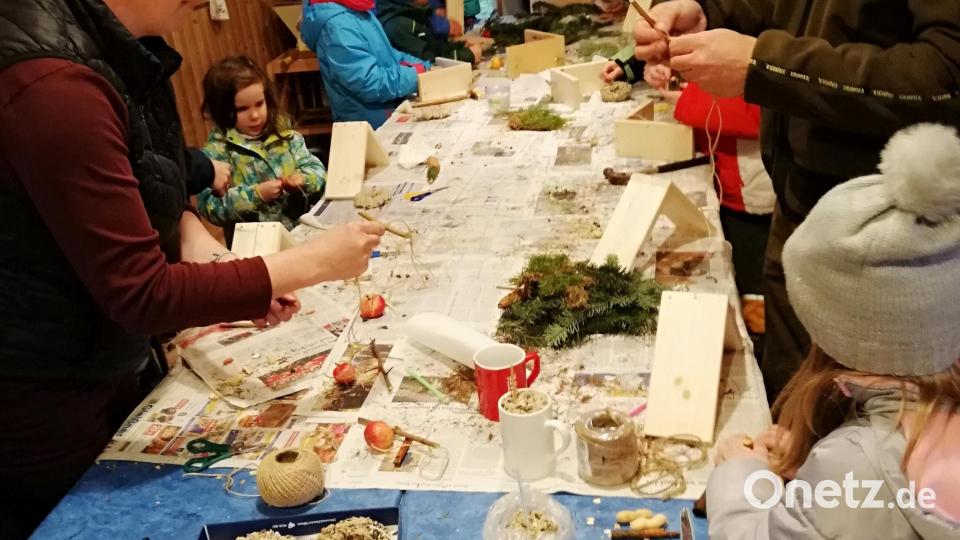Mit großem Eifer basteln die Kinder Futterringe und Futterstellen für die Wintergäste in ihrem Garten Bild: rpp