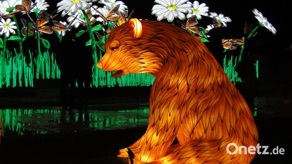 Im Botanischen Garten von Paris sind derzeit bunte Tiere ausgestellt. Sie bestehen aus einer Folie, sind mit Gas gefüllt und leuchten von innen. Bild: esa