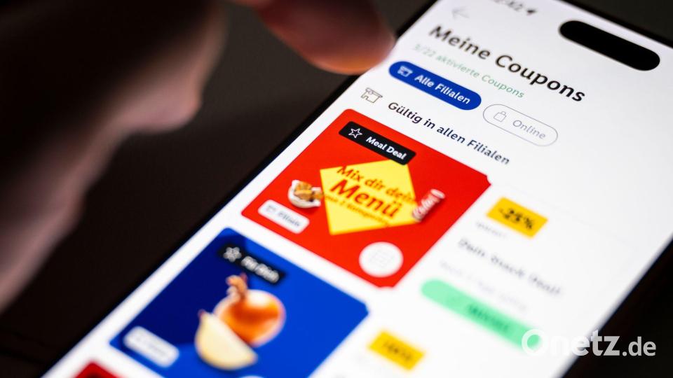 Lidl ködert Kunden in seiner App mit zusätzlichen Rabattaktionen. Bild: Philip Dulian/dpa