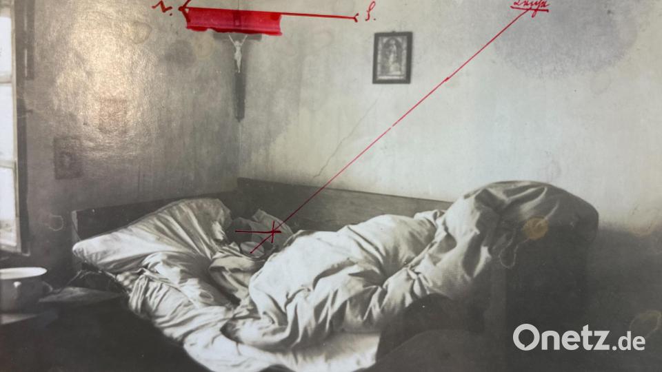 In diesem Bett wurde der Ermordete aufgefunden. Bild: Staatsarchiv Amberg