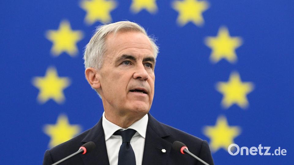 „Wo sich unsere Stärken unterscheiden, ergänzen sie sich. Wo sie sich überschneiden, schaffen sie Größe“: Kanadas Premierminister Mark Carney bekam für seine Rede vor dem Europäischen Parlament langen Applaus. Bild: Pascal Bastien/AP/dpa